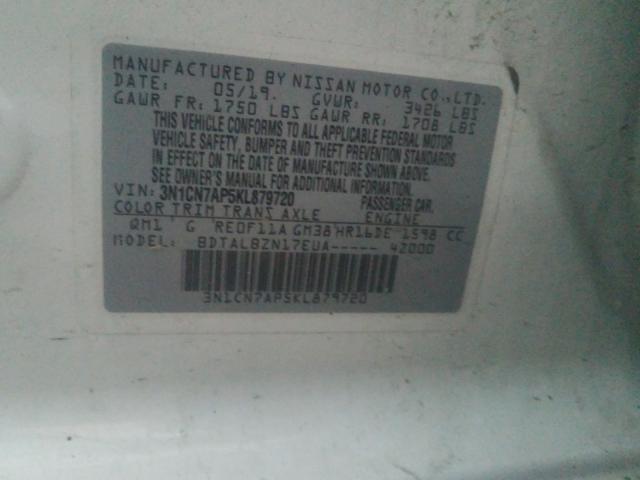 Photo 9 VIN: 3N1CN7AP5KL879720 - NISSAN VERSA S 