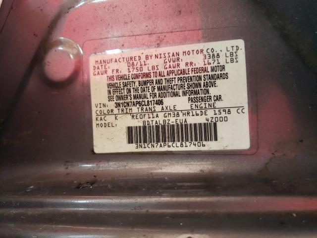 Photo 9 VIN: 3N1CN7AP6CL817406 - NISSAN VERSA S 