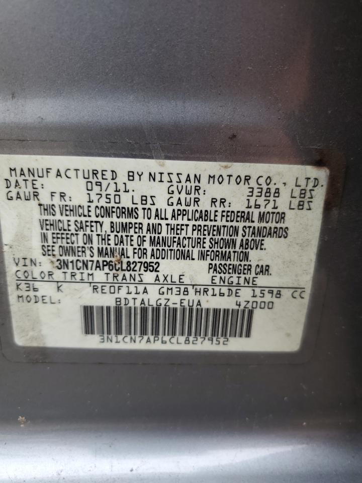 Photo 11 VIN: 3N1CN7AP6CL827952 - NISSAN VERSA 