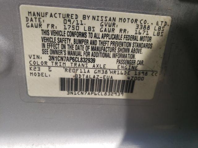 Photo 9 VIN: 3N1CN7AP6CL832939 - NISSAN VERSA S 