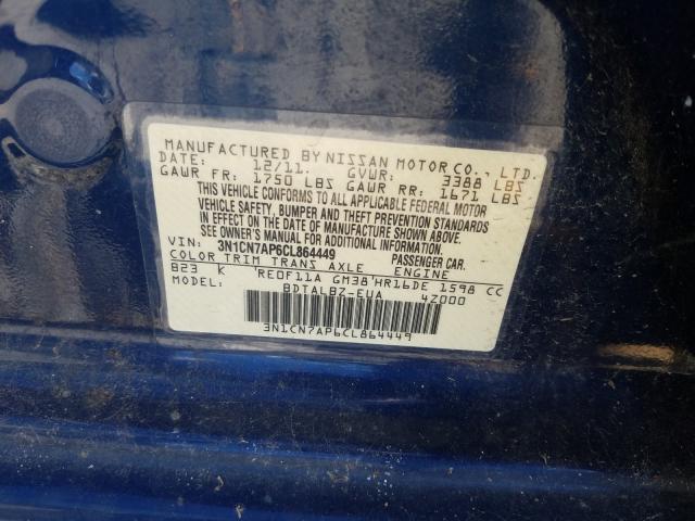 Photo 9 VIN: 3N1CN7AP6CL864449 - NISSAN VERSA S 