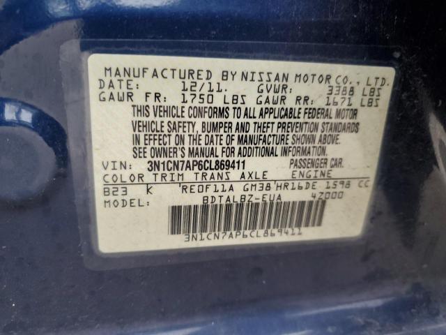 Photo 11 VIN: 3N1CN7AP6CL869411 - NISSAN VERSA 