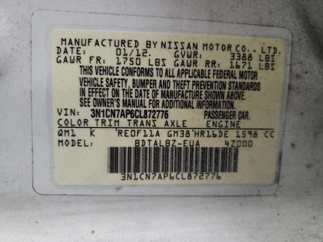 Photo 11 VIN: 3N1CN7AP6CL872776 - NISSAN VERSA 