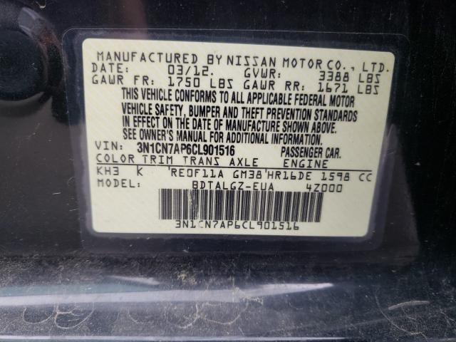 Photo 9 VIN: 3N1CN7AP6CL901516 - NISSAN VERSA 