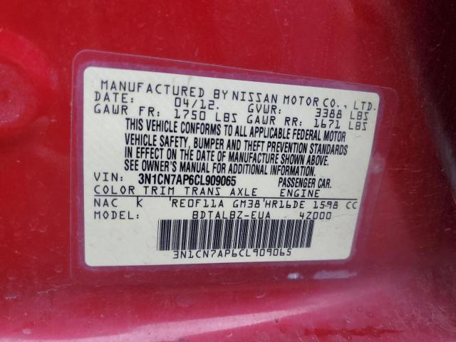 Photo 11 VIN: 3N1CN7AP6CL909065 - NISSAN VERSA S 