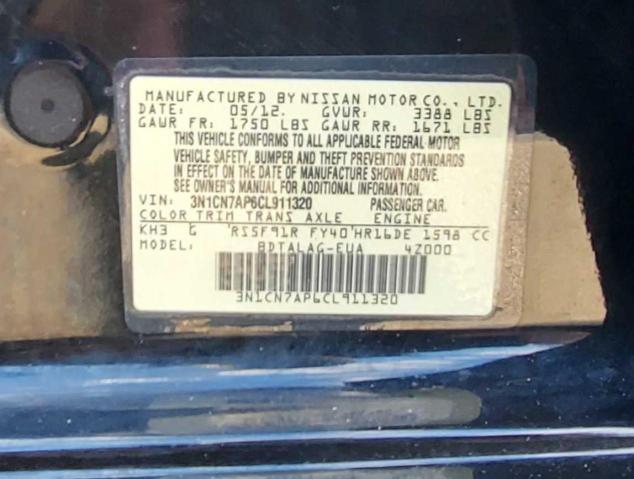 Photo 9 VIN: 3N1CN7AP6CL911320 - NISSAN VERSA 