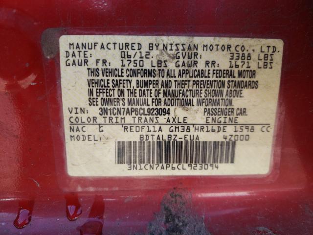 Photo 9 VIN: 3N1CN7AP6CL923094 - NISSAN VERSA S 