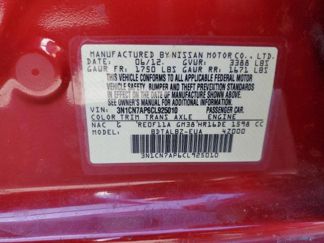 Photo 12 VIN: 3N1CN7AP6CL925010 - NISSAN VERSA S 