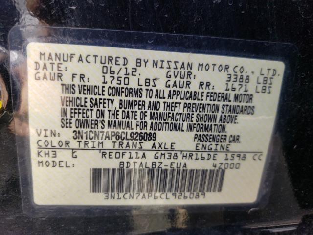 Photo 9 VIN: 3N1CN7AP6CL926089 - NISSAN VERSA S 