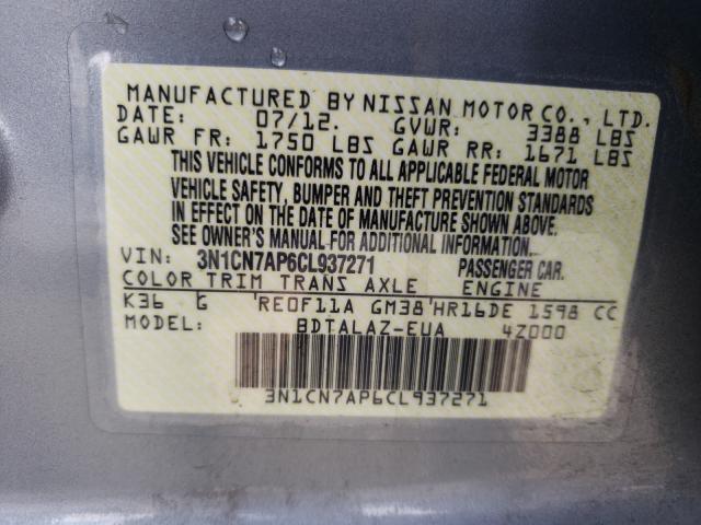 Photo 9 VIN: 3N1CN7AP6CL937271 - NISSAN VERSA S 