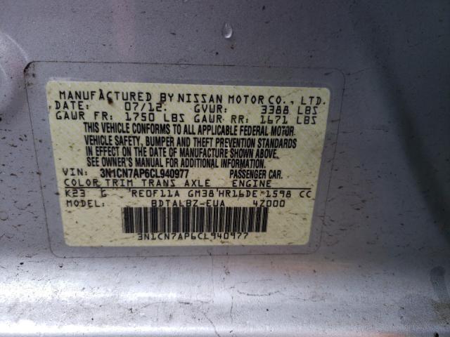 Photo 9 VIN: 3N1CN7AP6CL940977 - NISSAN VERSA S 