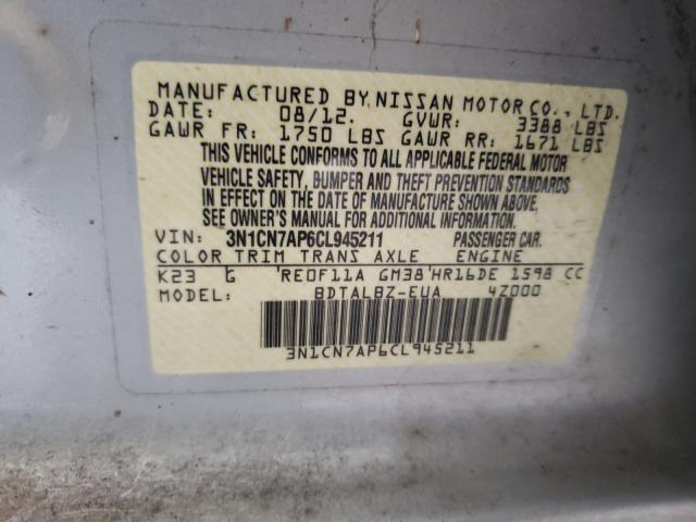 Photo 9 VIN: 3N1CN7AP6CL945211 - NISSAN VERSA S 