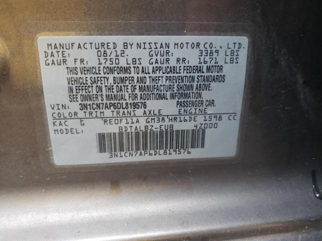 Photo 9 VIN: 3N1CN7AP6DL819576 - NISSAN VERSA S 