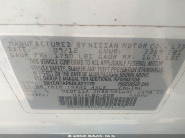 Photo 8 VIN: 3N1CN7AP6DL821179 - NISSAN VERSA 