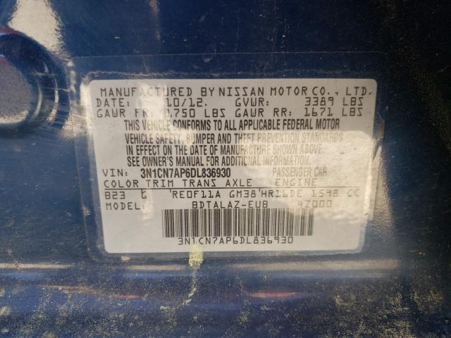 Photo 9 VIN: 3N1CN7AP6DL836930 - NISSAN VERSA S 