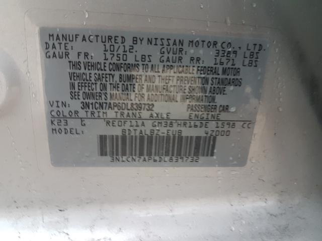 Photo 9 VIN: 3N1CN7AP6DL839732 - NISSAN VERSA S 