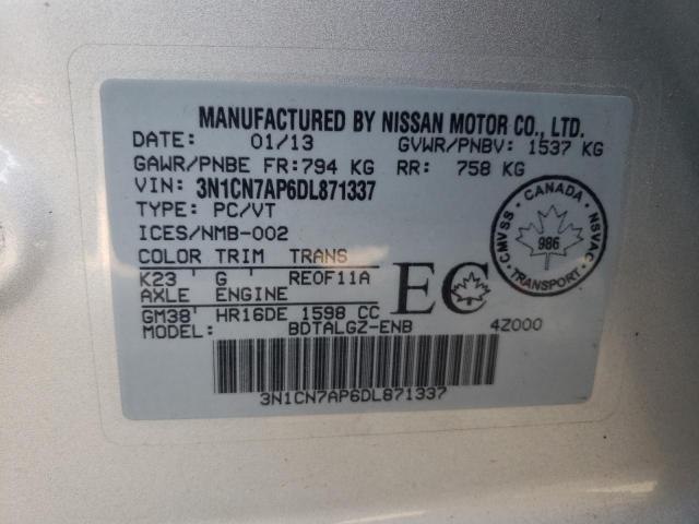 Photo 12 VIN: 3N1CN7AP6DL871337 - NISSAN VERSA 