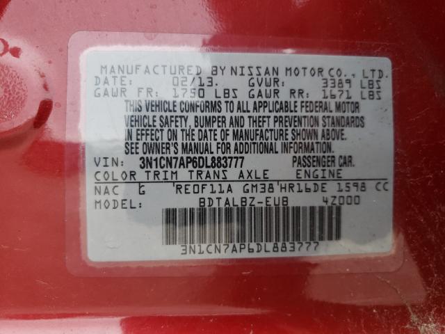 Photo 9 VIN: 3N1CN7AP6DL883777 - NISSAN VERSA S 