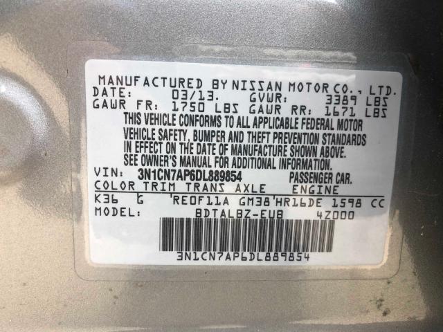 Photo 9 VIN: 3N1CN7AP6DL889854 - NISSAN VERSA 