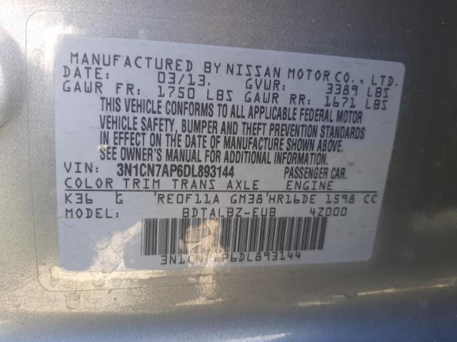 Photo 11 VIN: 3N1CN7AP6DL893144 - NISSAN VERSA S 