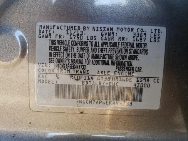 Photo 12 VIN: 3N1CN7AP6EK444733 - NISSAN VERSA S 