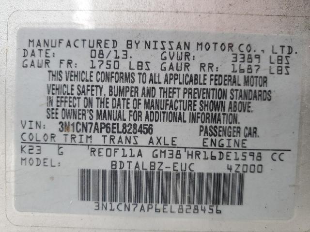 Photo 11 VIN: 3N1CN7AP6EL828456 - NISSAN VERSA 