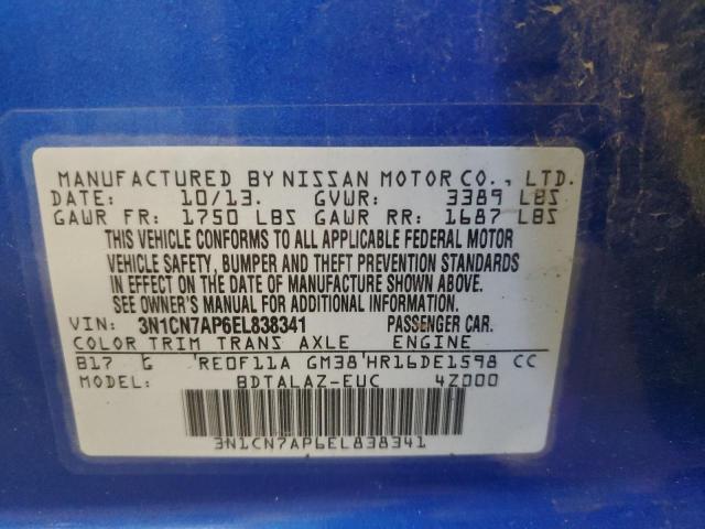 Photo 12 VIN: 3N1CN7AP6EL838341 - NISSAN VERSA S 