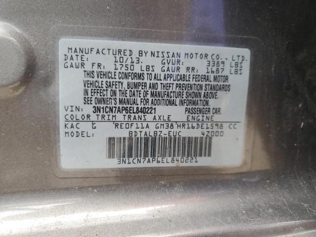 Photo 11 VIN: 3N1CN7AP6EL840221 - NISSAN VERSA 