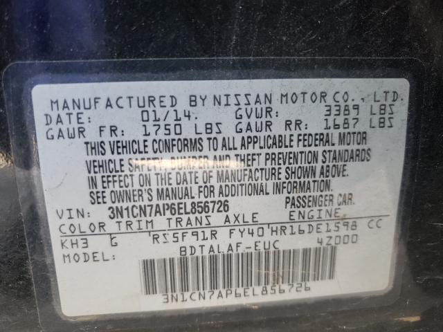 Photo 9 VIN: 3N1CN7AP6EL856726 - NISSAN VERSA S 