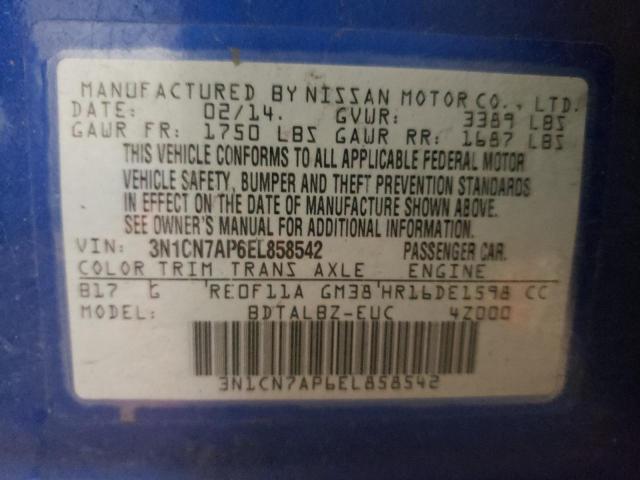 Photo 9 VIN: 3N1CN7AP6EL858542 - NISSAN VERSA S 