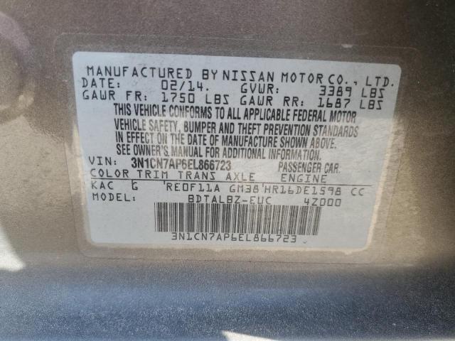 Photo 9 VIN: 3N1CN7AP6EL866723 - NISSAN VERSA S 