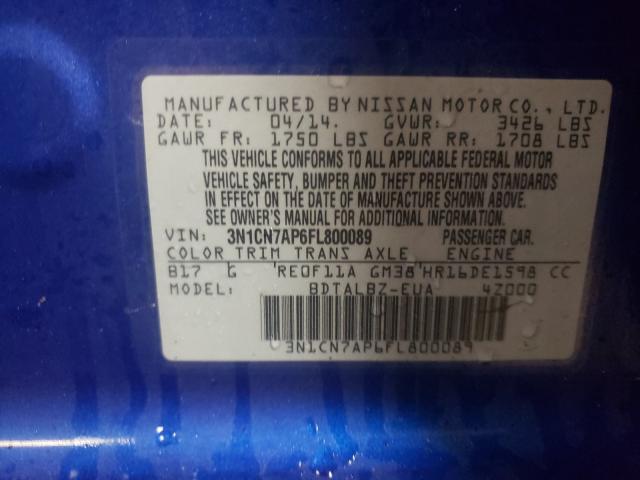 Photo 9 VIN: 3N1CN7AP6FL800089 - NISSAN VERSA 