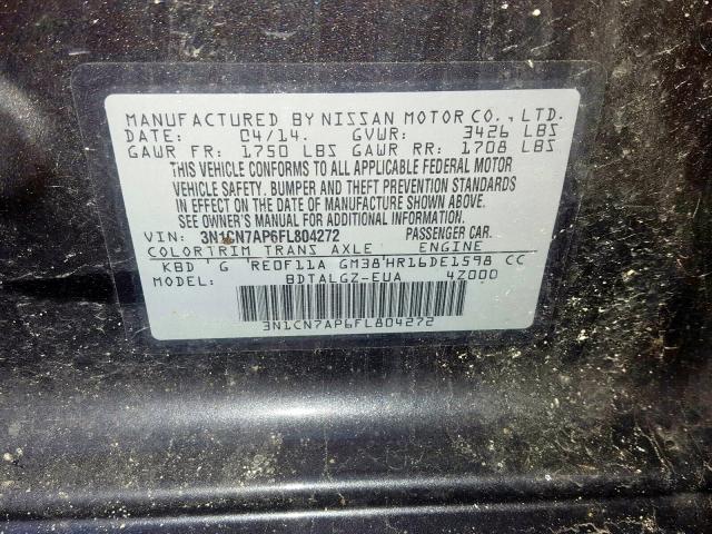 Photo 9 VIN: 3N1CN7AP6FL804272 - NISSAN VERSA 