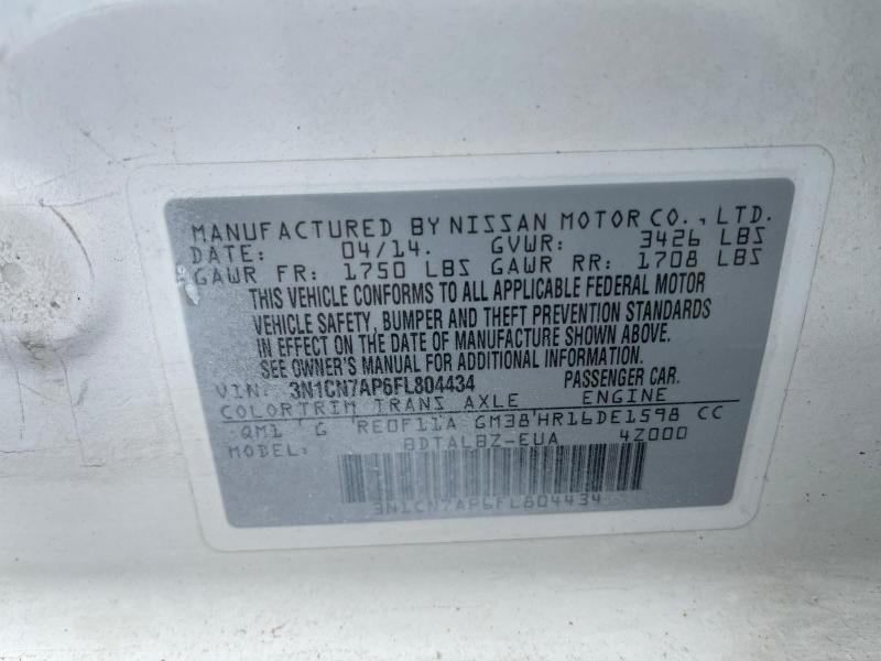 Photo 9 VIN: 3N1CN7AP6FL804434 - NISSAN VERSA S 