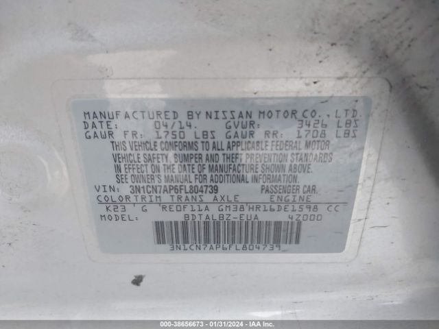 Photo 8 VIN: 3N1CN7AP6FL804739 - NISSAN VERSA 