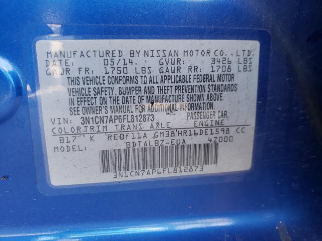 Photo 9 VIN: 3N1CN7AP6FL812873 - NISSAN VERSA 