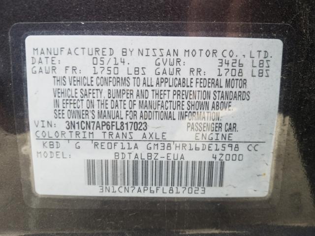 Photo 9 VIN: 3N1CN7AP6FL817023 - NISSAN VERSA S 