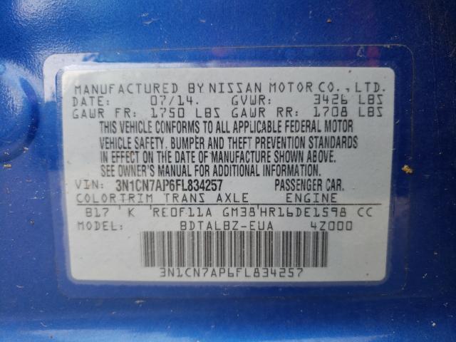 Photo 9 VIN: 3N1CN7AP6FL834257 - NISSAN VERSA 