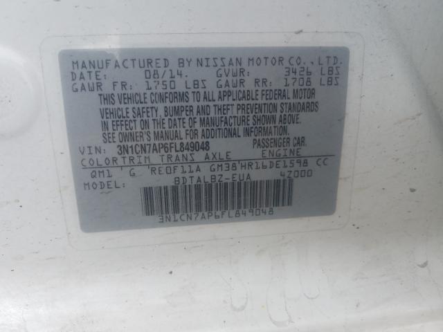 Photo 9 VIN: 3N1CN7AP6FL849048 - NISSAN VERSA SV 