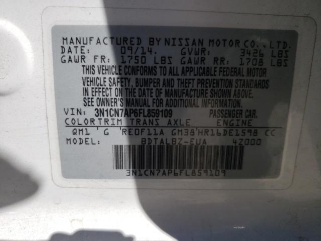 Photo 11 VIN: 3N1CN7AP6FL859109 - NISSAN VERSA S 