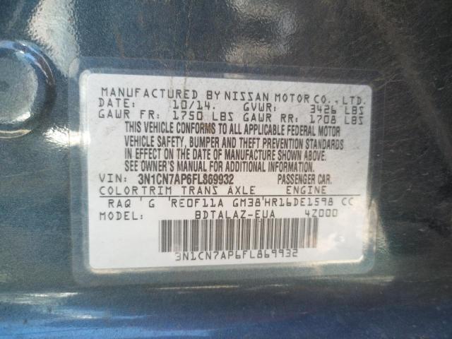 Photo 9 VIN: 3N1CN7AP6FL869932 - NISSAN VERSA S 