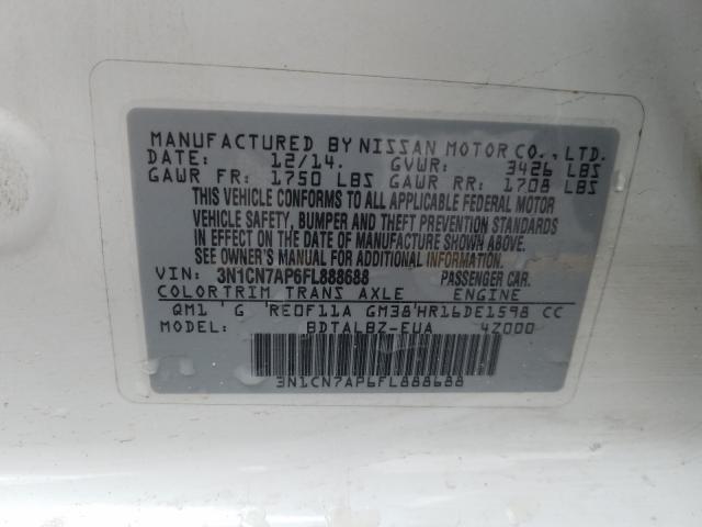 Photo 9 VIN: 3N1CN7AP6FL888688 - NISSAN VERSA 