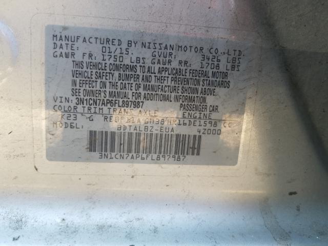 Photo 9 VIN: 3N1CN7AP6FL897987 - NISSAN VERSA S 