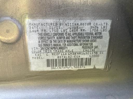 Photo 9 VIN: 3N1CN7AP6FL900371 - NISSAN VERSA S 