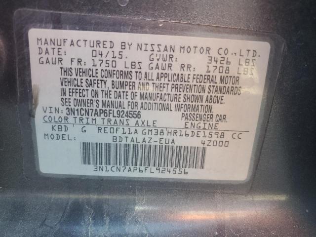 Photo 11 VIN: 3N1CN7AP6FL924556 - NISSAN VERSA S 