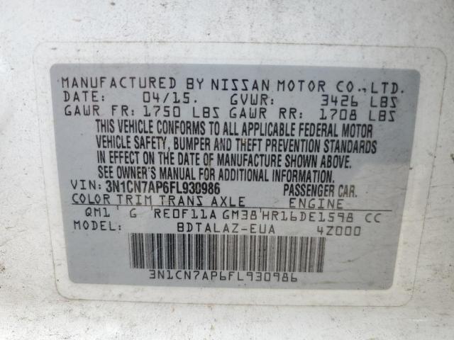 Photo 11 VIN: 3N1CN7AP6FL930986 - NISSAN VERSA S 