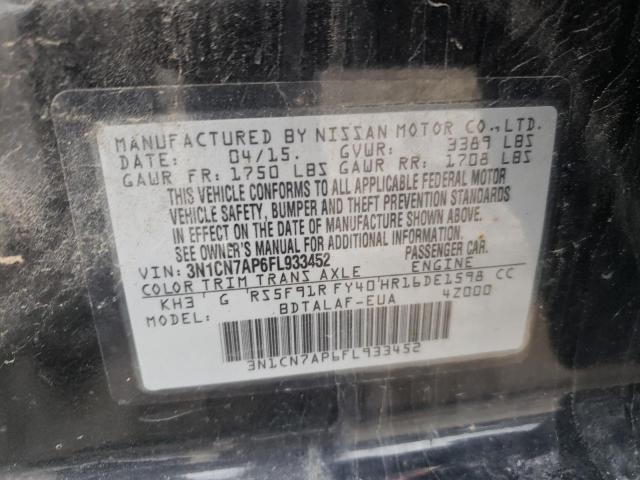 Photo 9 VIN: 3N1CN7AP6FL933452 - NISSAN VERSA S 