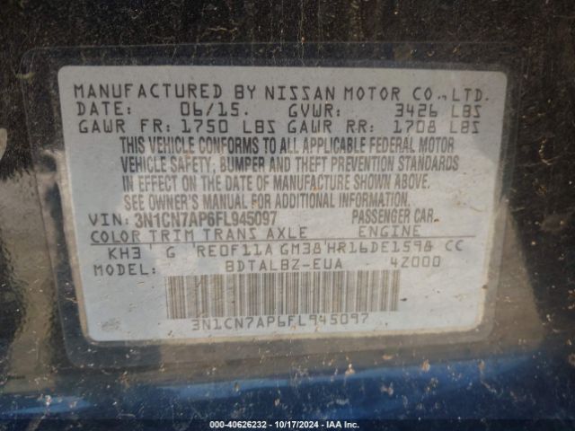 Photo 8 VIN: 3N1CN7AP6FL945097 - NISSAN VERSA 