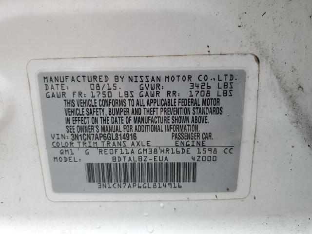 Photo 12 VIN: 3N1CN7AP6GL814916 - NISSAN VERSA S 