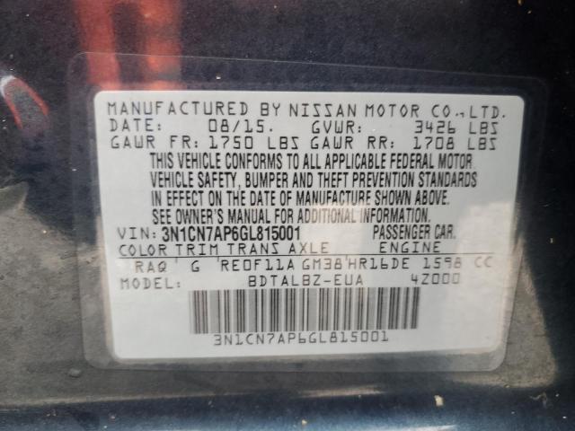 Photo 9 VIN: 3N1CN7AP6GL815001 - NISSAN VERSA S 